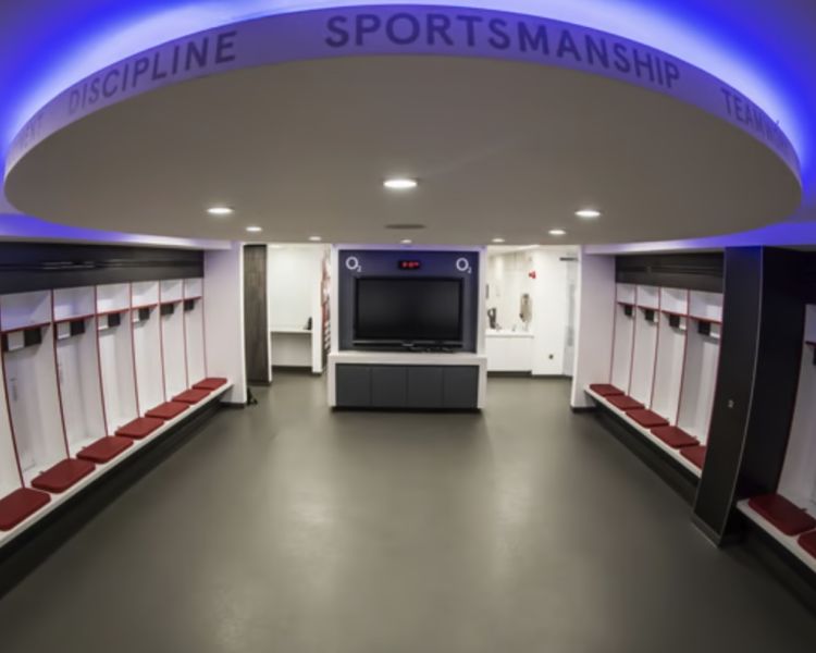 players dressing room seen on a twickenham stadium tour on a london break for two
