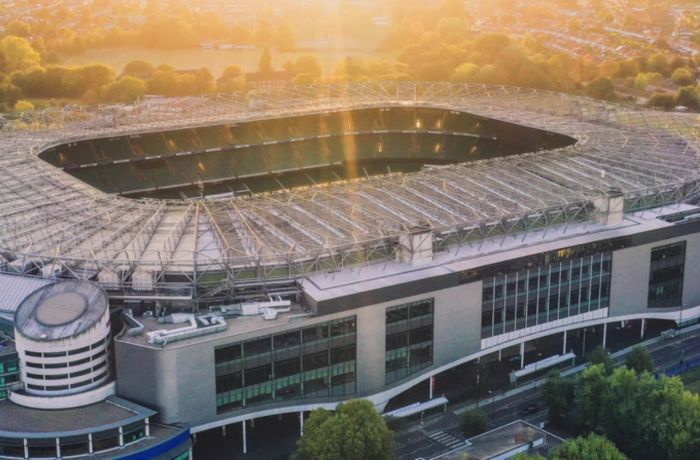 aerial view of twickenham stadium on a london break for two