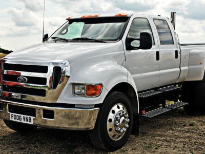 v8 ford f650 super duty pick up truck seen on a junior american truck driving experience