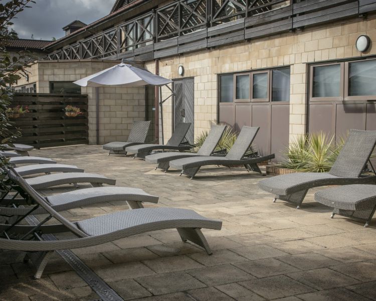 outside relaxation area at q hotel in basingstoke