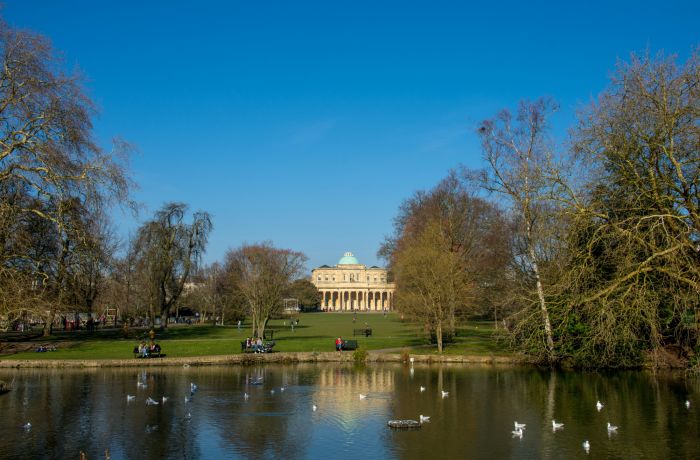 The pump rooms old spa mineral water buildings in pittville park in cheltenham