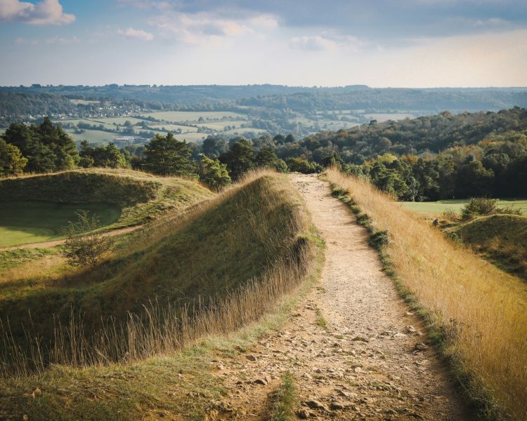 View of the town of painswick in autumn