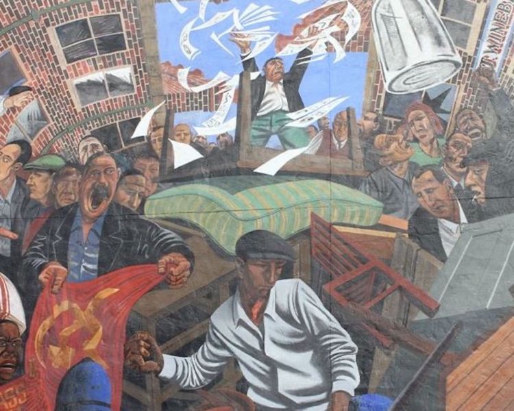 a mural seen on cable street seen on a london bike tour
