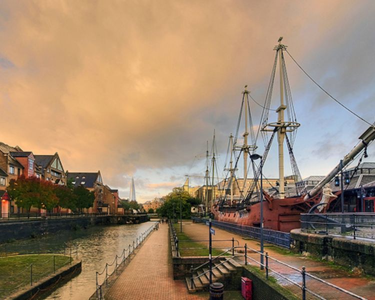 the london docks seen on a city and secrets london bike tour