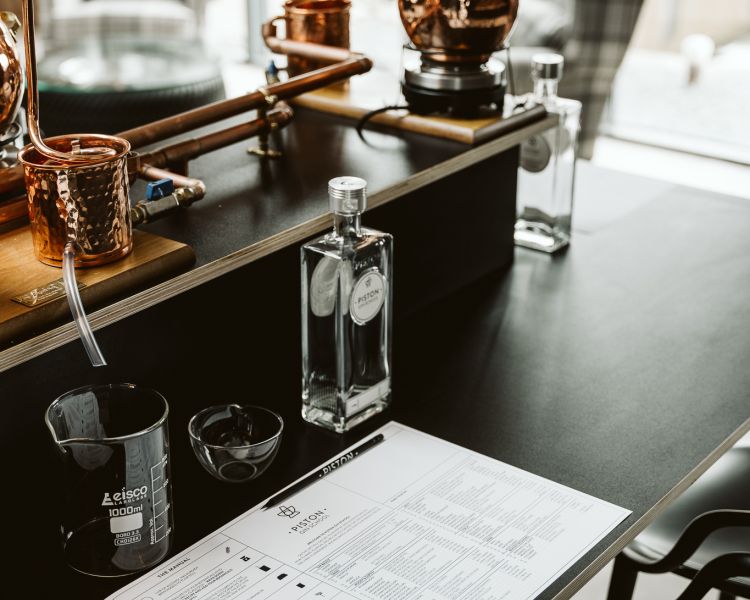 gin making station at a gin making experience