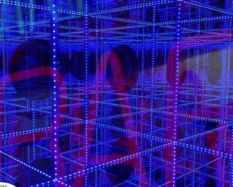 a mirrored room that looks full of lights seen on a visit to quirky quarter in liverpool