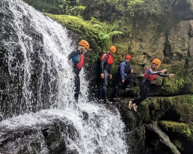 Jumping off a waterfall