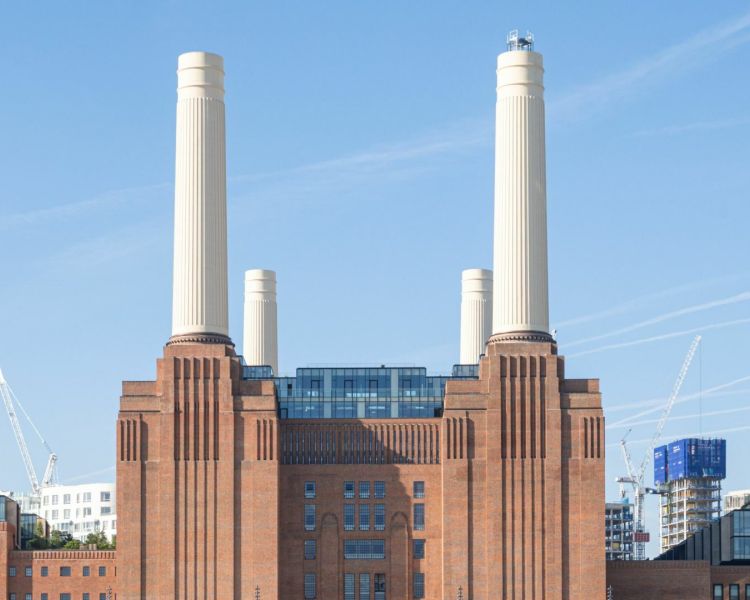 a view of battersea power station in london