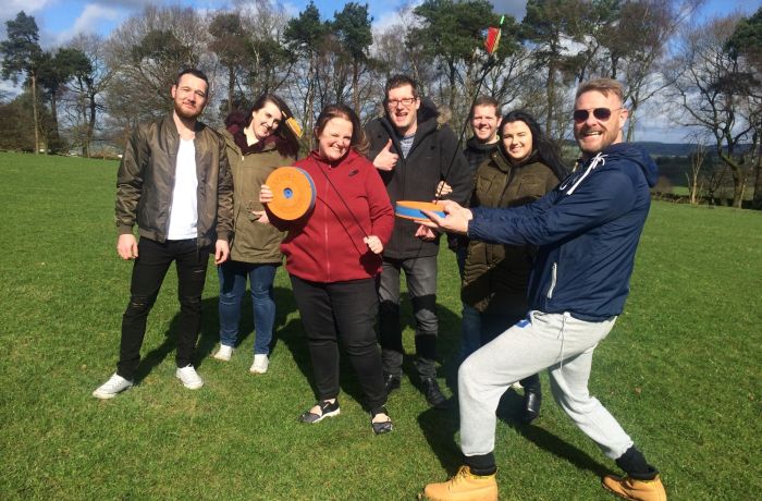 group of people ready to play a game of skybow