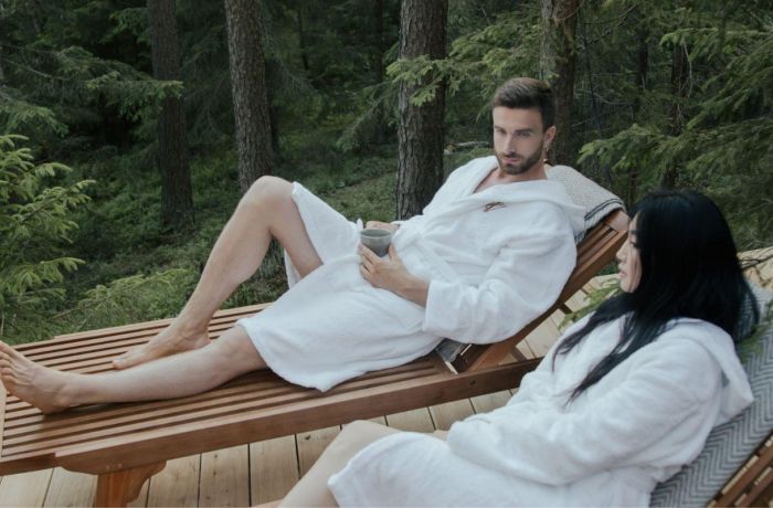 a couple relaxing on a spa day