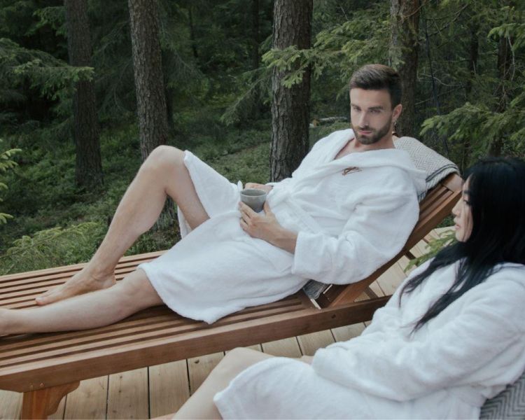 a couple relaxing on a spa day