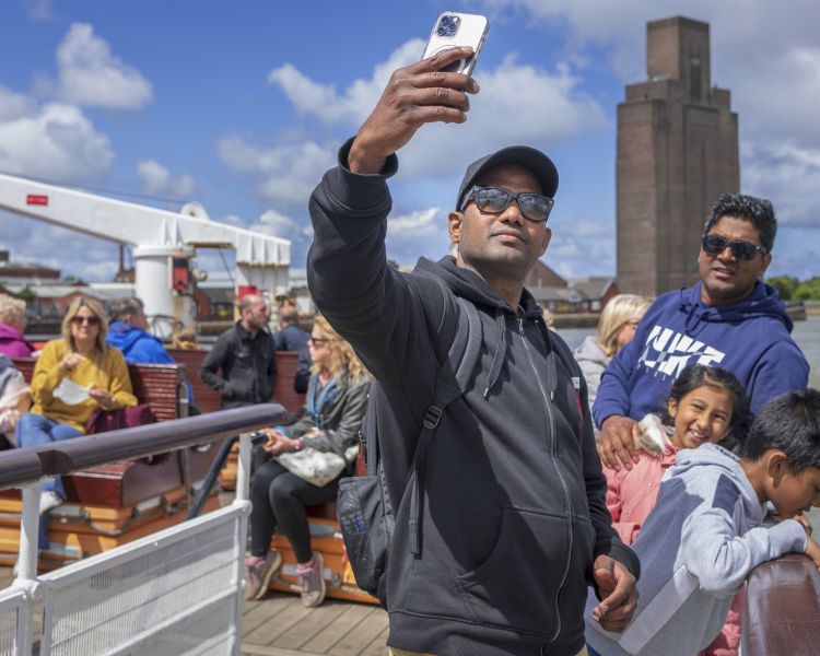 Guests Smiling on the Liverpool Sightseeing River Cruise