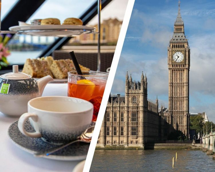 Split Photo of the London Break For Two With Afternoon Tea River Cruise