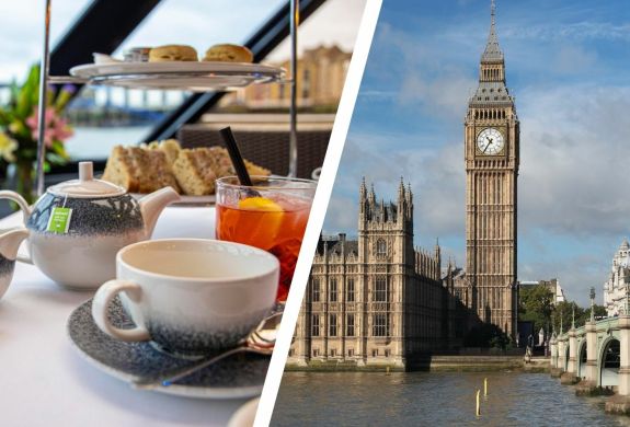 Split Photo of the London Break For Two With Afternoon Tea River Cruise