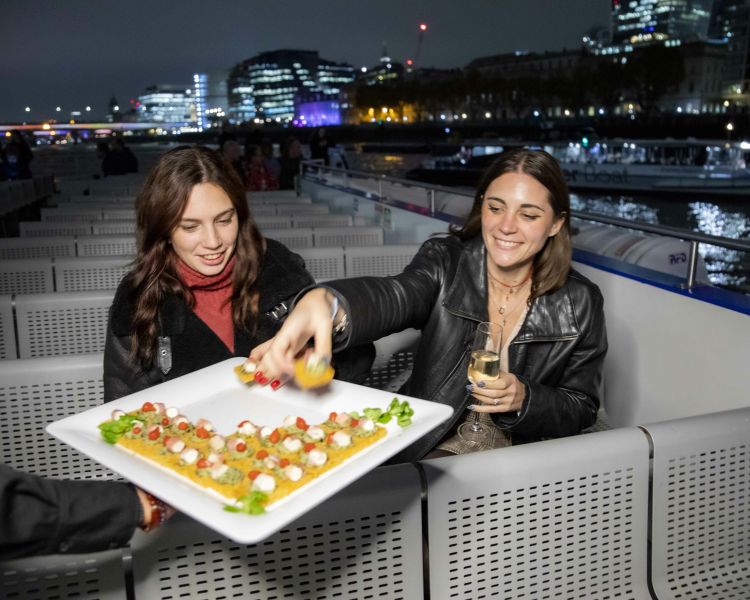 Canapés Outside on the London Sightseeing Evening River Cruise