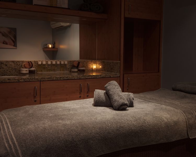 The spa treatment room set up ready at the spa hotel in oxford