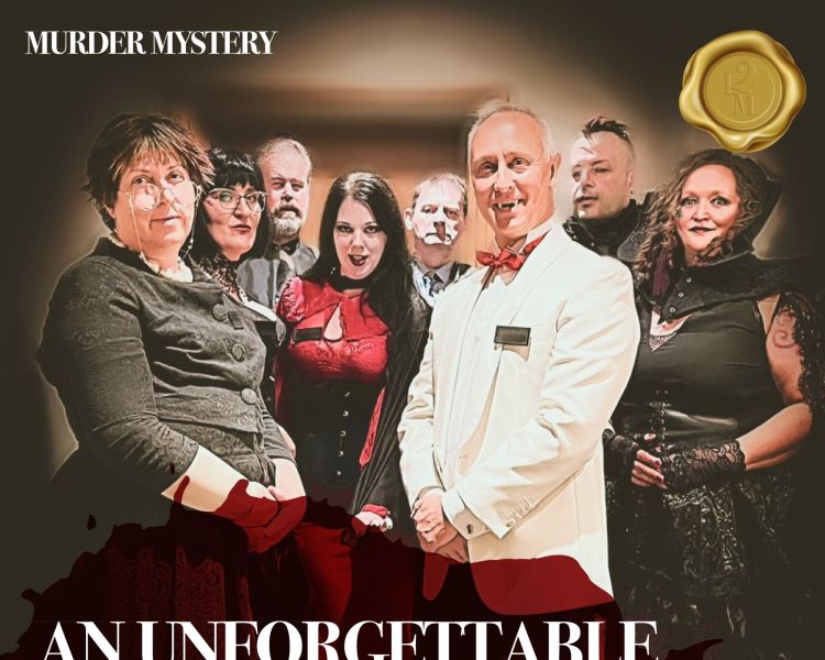 a group of actors dressed up in fancy dress as vampires for a murder mystery dinner experience