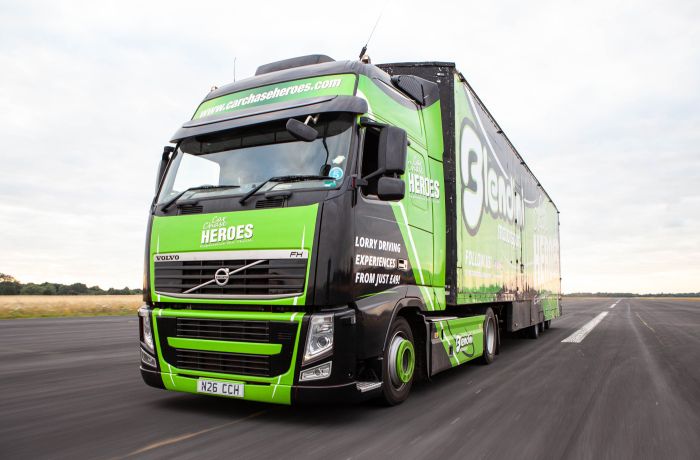 a hgv lorry on a race track for a lorry driving experience day