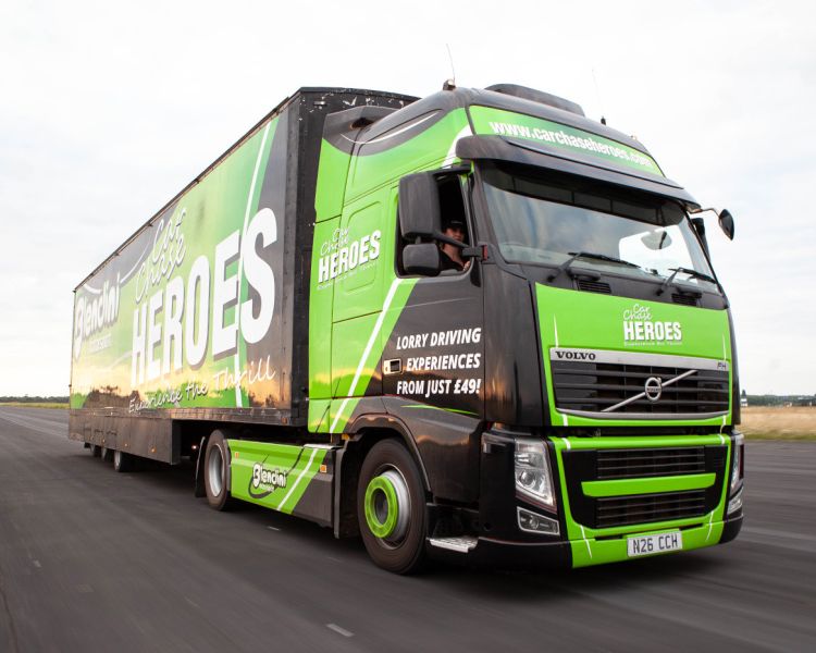 a hgv lorry on a race track for a driving experience day