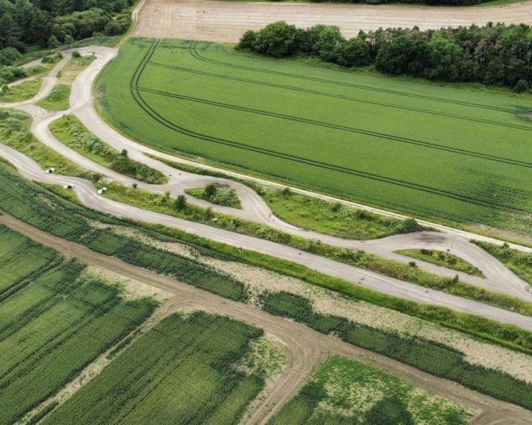 a birds eye view of the rally track for a rally driving experience in essex