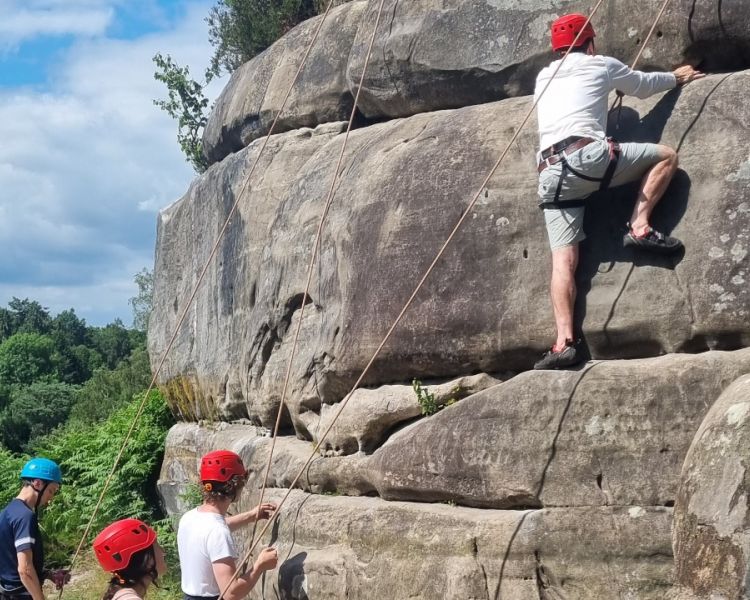 A group climbing at Intro to Climbing Hatt Adventures