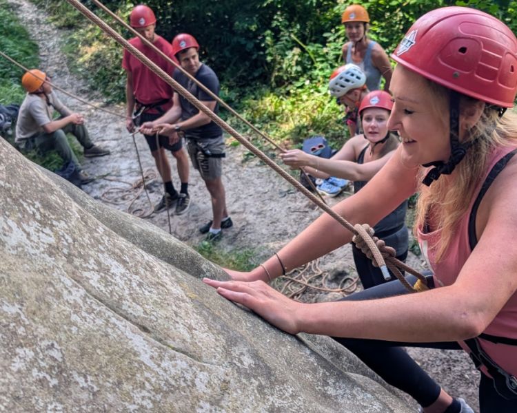 A group about to climb at Climbing Exp Hatt Adventures