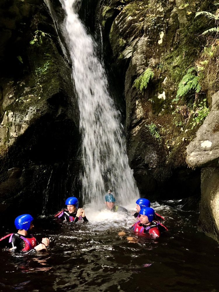 people on a canyoning experience in wales
