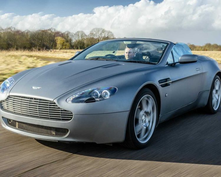 aston martin v8 vantage on a race track as part of a movie cars driving experience day