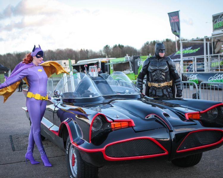 batmobile on a track for a superhero driving experience day