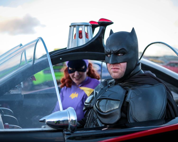batmobile on a track for a superhero driving experience day