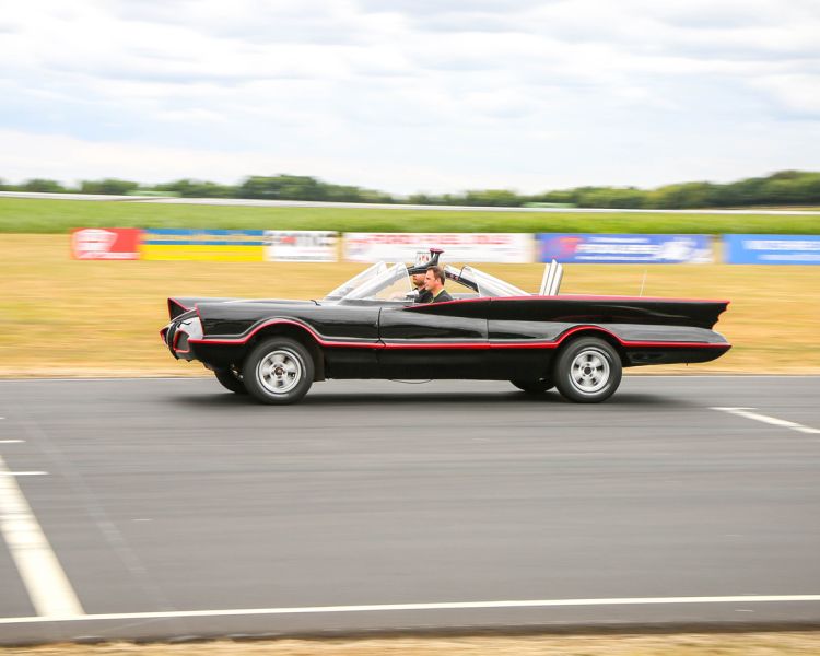 batmobile on a track for a superhero driving experience day