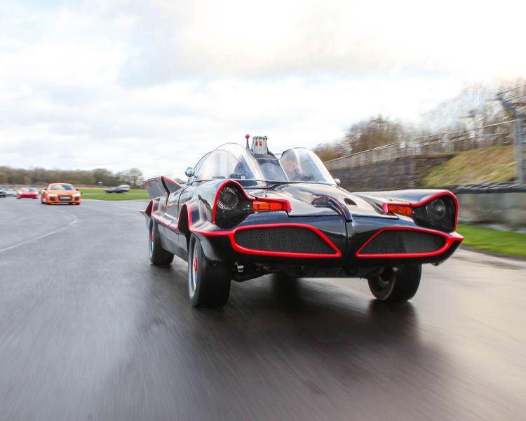 batmobile on a track for a superhero driving experience day