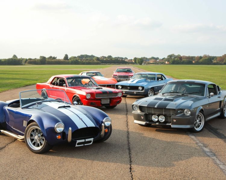 a collection of vintage sports cars on a track as part of a driving experience day
