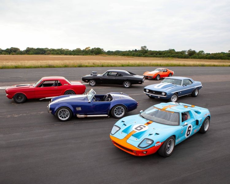 six sports cars on a race track as part of a driving experience day