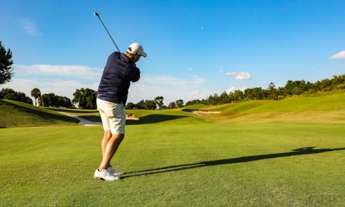A man playing golf on a golf course