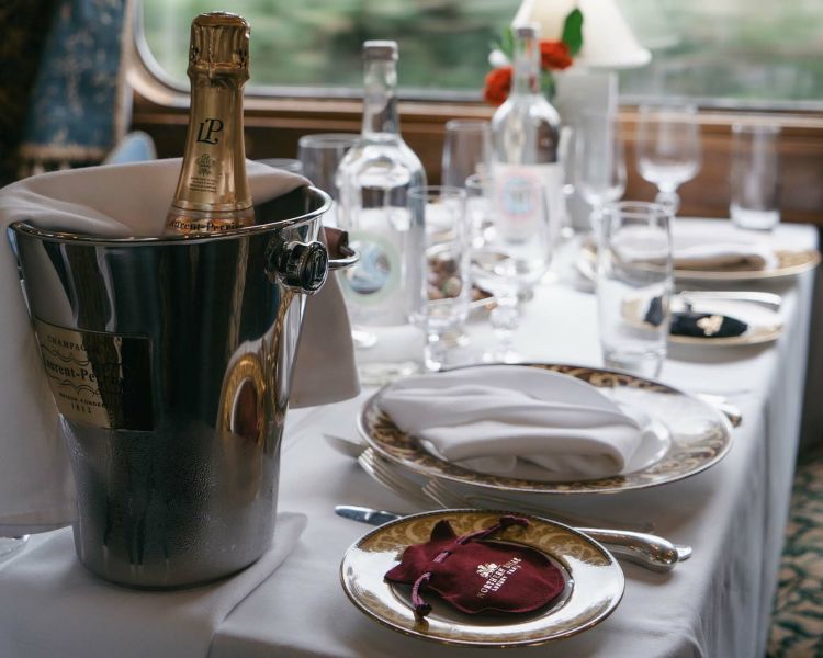 Table set up with champagne