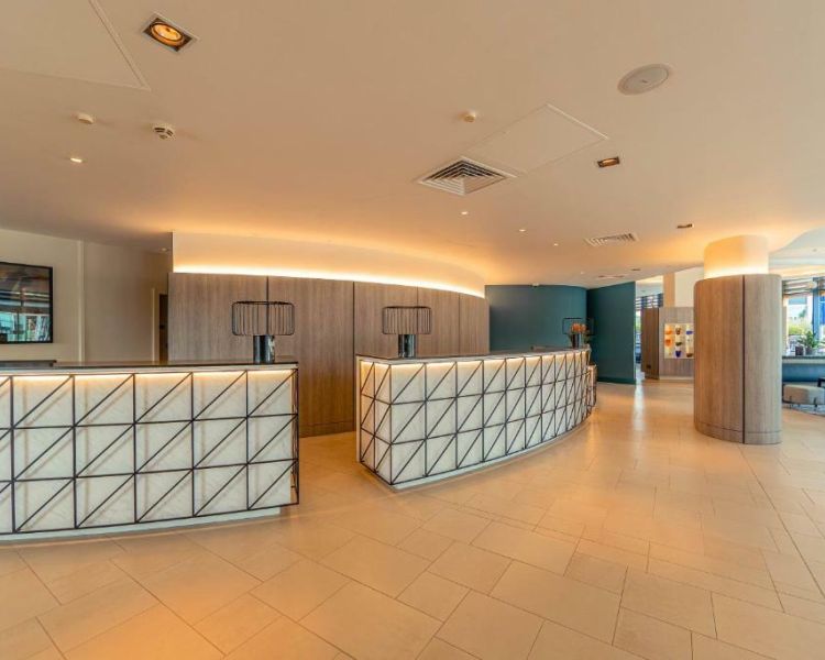 the reception area at a hotel
