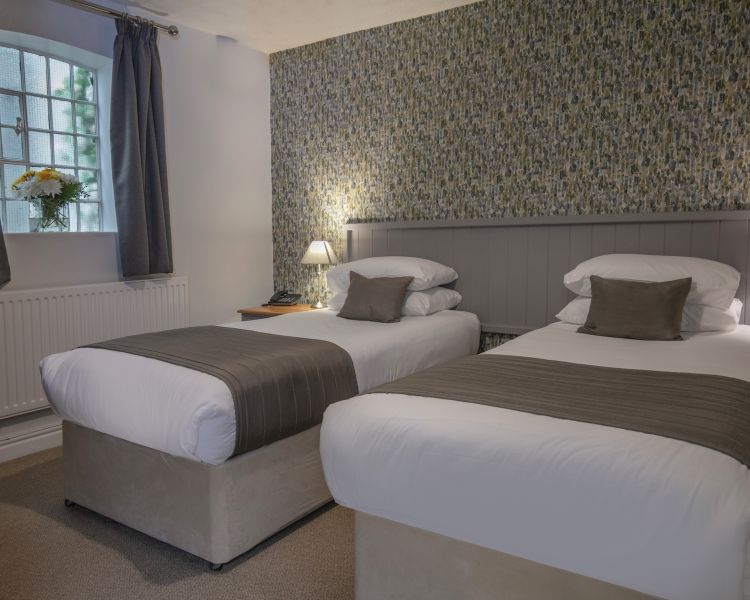 an example of a twin room at a country hotel in ironbridge in shropshire