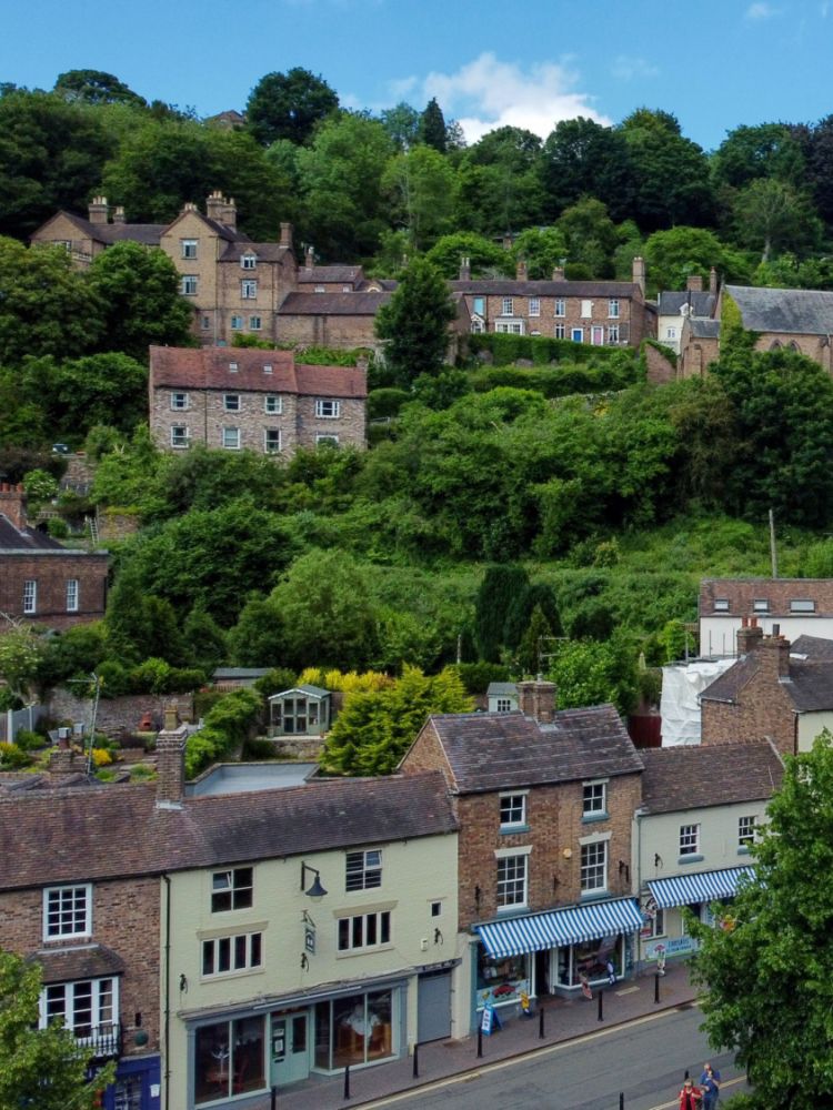 a view of the town of ironbridge in shropshire