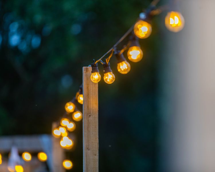 Bell tent festoon lights