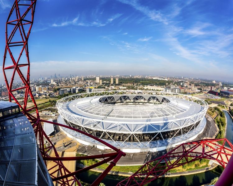 looking out over the olympic stadium from the arcelormittal orbit 360 viewing platform