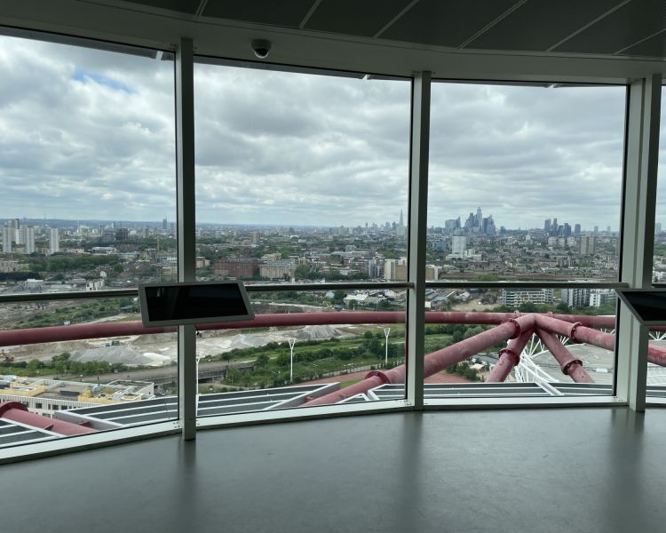 looking out over london from the arcelormittal orbit 360 viewing platform