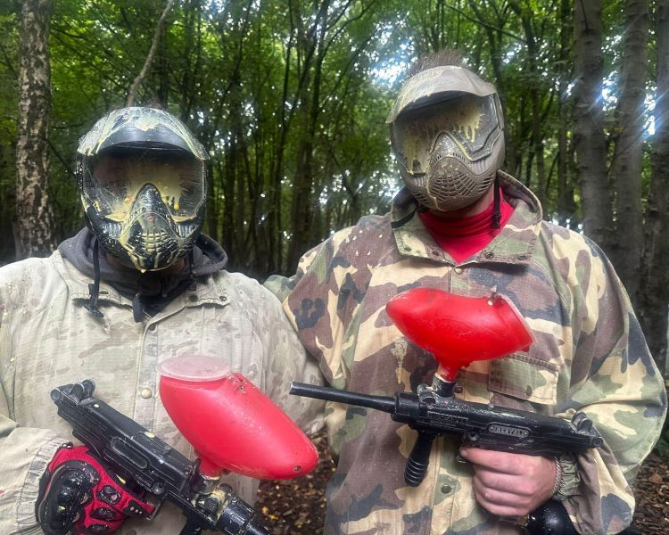 Helmets with paint splats