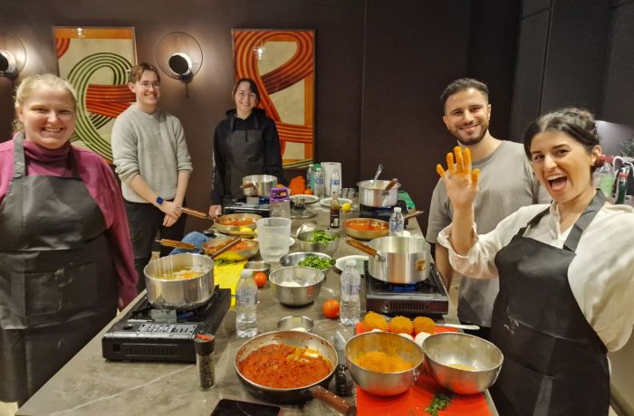 Students on the indian food cookery course