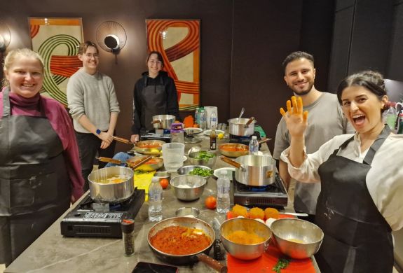 Students on the indian food cookery course
