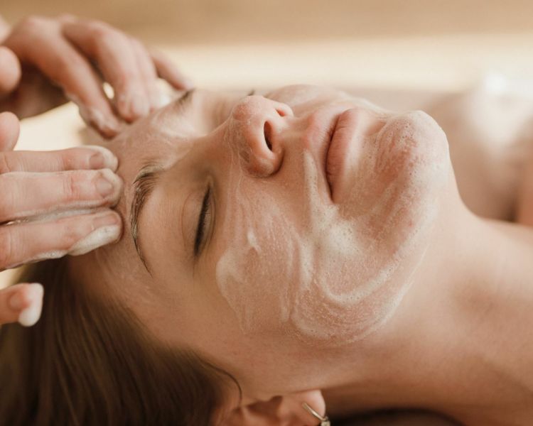 Woman having a facial treatment