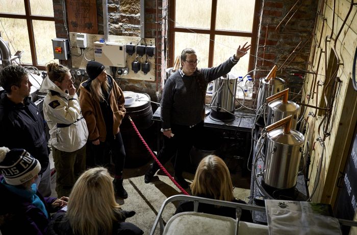 people on a distillery tour with forest distillery in cheshire