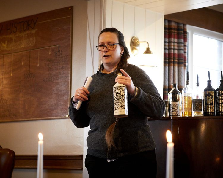a guide explaining about the distillery on a distillery tour with forest distillery in cheshire