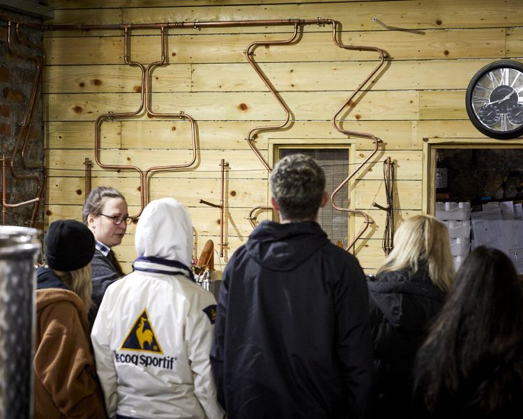 people on a distillery tour with forest distillery in cheshire