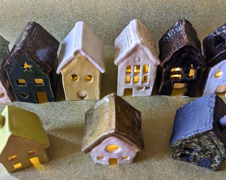 Glazed ceramic houses